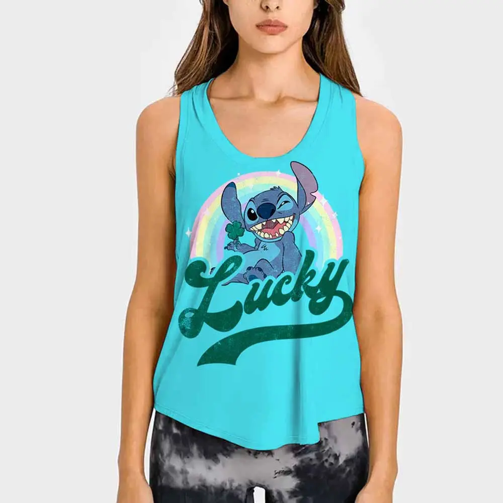 Disney Lilo & Stitch Printed Women's Sleeveless Casual Women's Tank Top Street Outdoor Sports Jogging Sleeveless Top