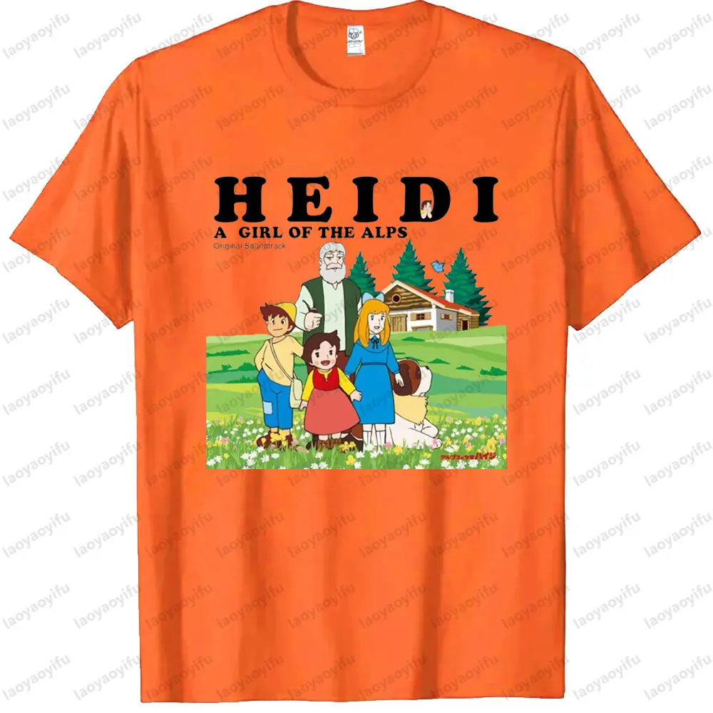 Cartoon Character Print Creative Pattern Design T Shirt Heidi The Girl From The Alps Theme Unisex Tee Tops Women Summer T Shirt
