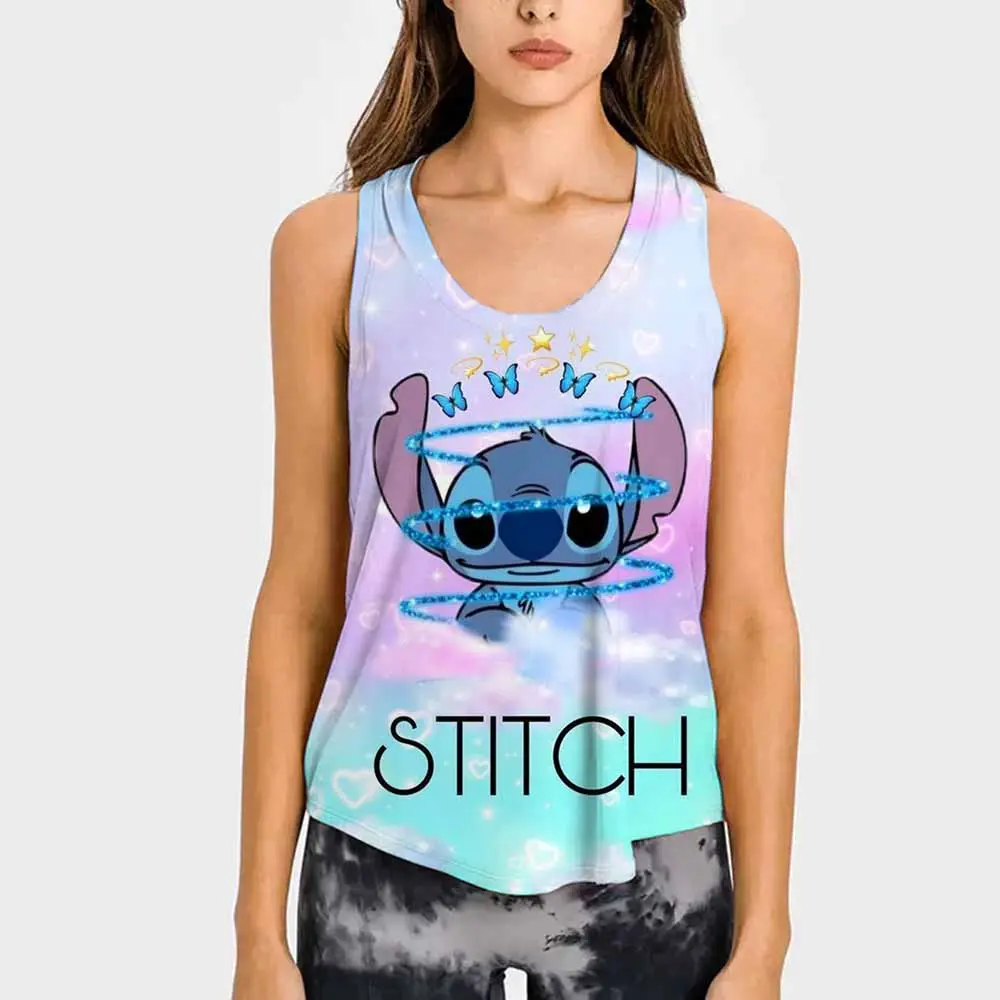 Disney Lilo & Stitch Printed Women's Sleeveless Casual Women's Tank Top Street Outdoor Sports Jogging Sleeveless Top
