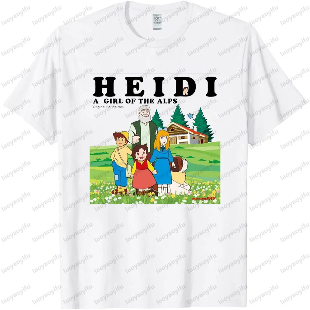 Cartoon Character Print Creative Pattern Design T Shirt Heidi The Girl From The Alps Theme Unisex Tee Tops Women Summer T Shirt