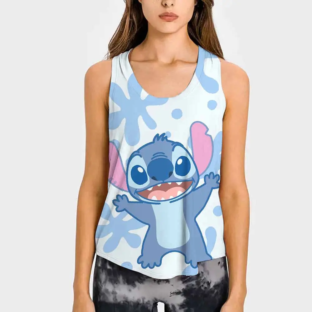 Disney Lilo & Stitch Printed Women's Sleeveless Casual Women's Tank Top Street Outdoor Sports Jogging Sleeveless Top