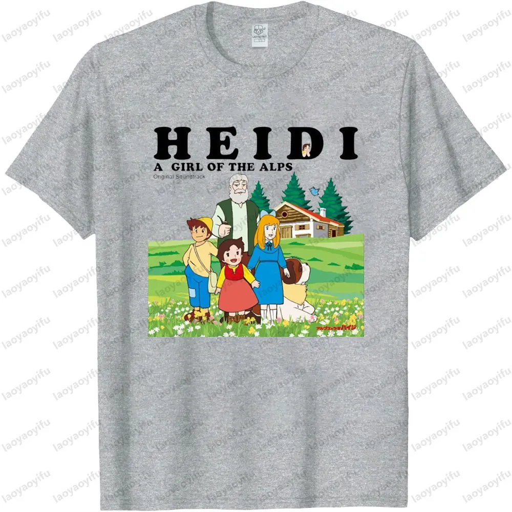 Cartoon Character Print Creative Pattern Design T Shirt Heidi The Girl From The Alps Theme Unisex Tee Tops Women Summer T Shirt