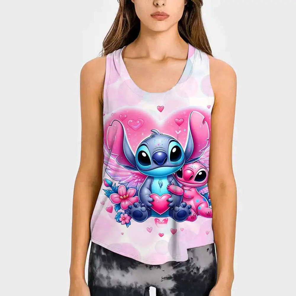 Disney Lilo & Stitch Printed Women's Sleeveless Casual Women's Tank Top Street Outdoor Sports Jogging Sleeveless Top