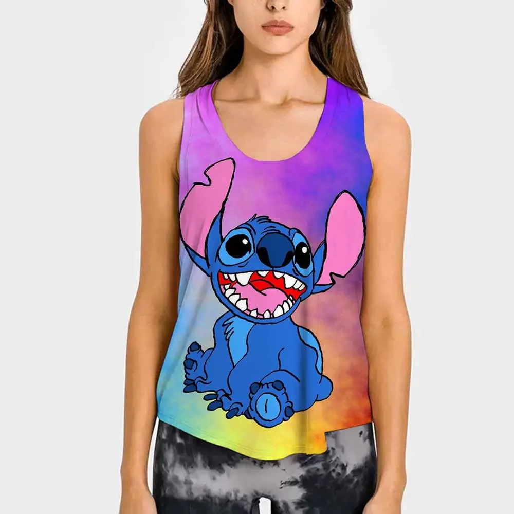 Disney Lilo & Stitch Printed Women's Sleeveless Casual Women's Tank Top Street Outdoor Sports Jogging Sleeveless Top