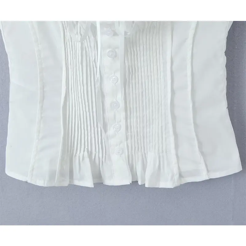 YENKYE Sweet Lace Trim White Slim Camis Sexy Women Cotton Tank Top Summer Bow Front Button Crop Top