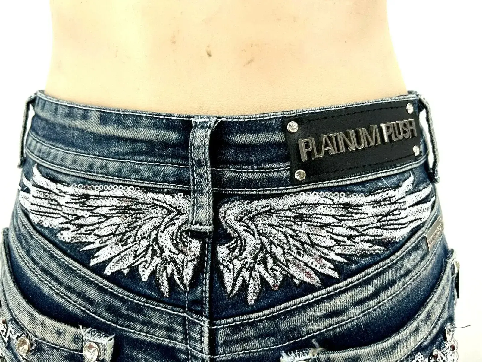 European and American Harajuku retro rivet pocket embroidered low waist shorts Shibuya sexy hottie classic denim mini shorts