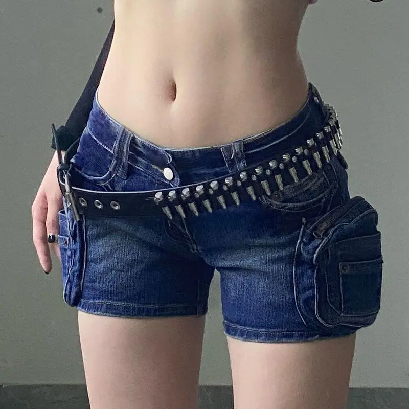 Streetwear Casual Hot Slim Sexy Low Waist Mini Denim Shorts Women Wash Y2k Classical Sexy Gyaru Dark Academia Gothic Short Pants