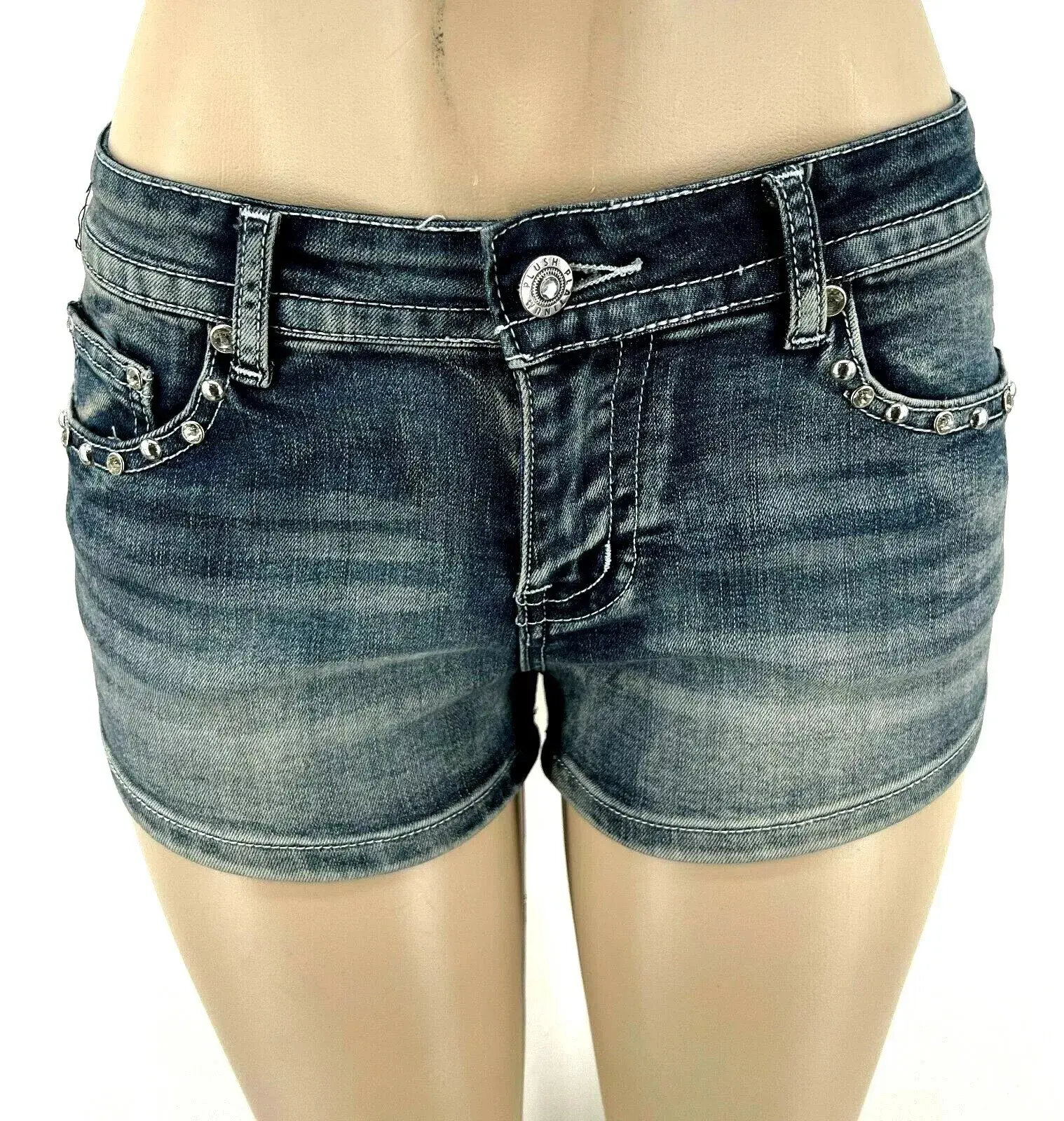 European and American Harajuku retro rivet pocket embroidered low waist shorts Shibuya sexy hottie classic denim mini shorts