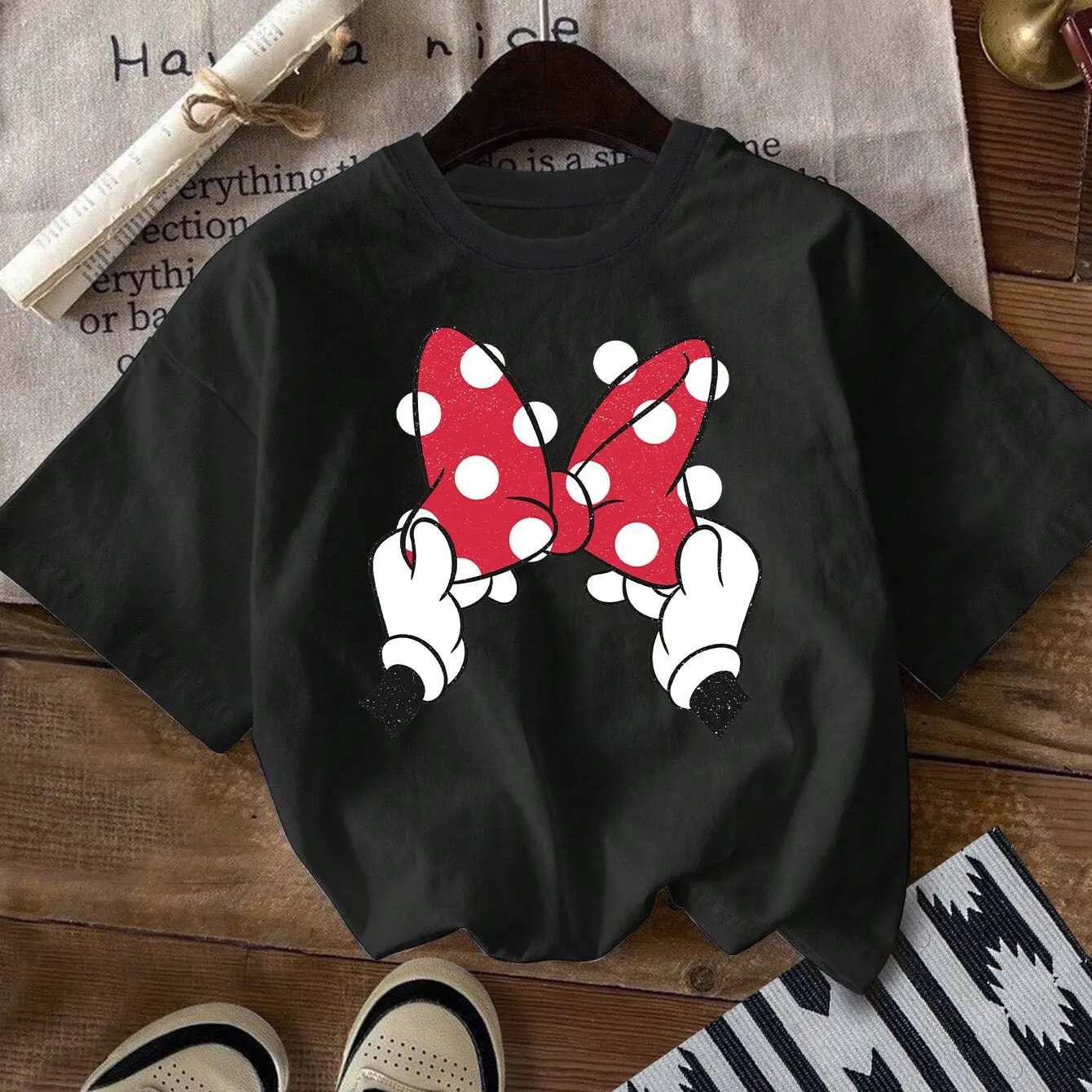 Boy Girl Mickey Mouse Minnie Summer T-Shirt Family Parent-Child Clothing Casual Loose Comfortable Short Sleeve Men Women Disney