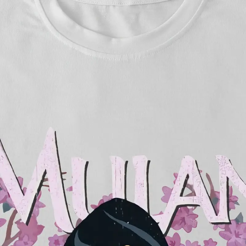 Mulan boys and girls kids print summer T-shirt family parent-child clothing casual cute loose comfortable short sleeve men women