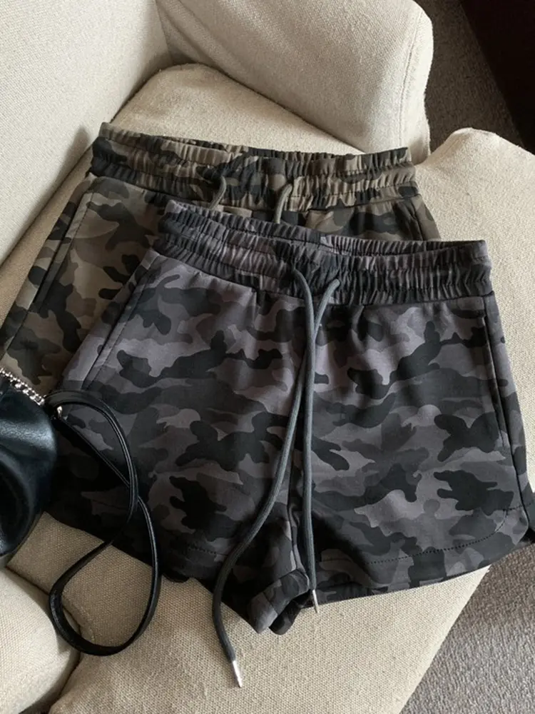 Zoki Y2K Camouflage Shorts Women Streetwear Loose High Waist Retro Shorts Summer Casual Harajuku American Vintage Bf Shorts New