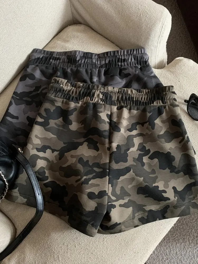 Zoki Y2K Camouflage Shorts Women Streetwear Loose High Waist Retro Shorts Summer Casual Harajuku American Vintage Bf Shorts New