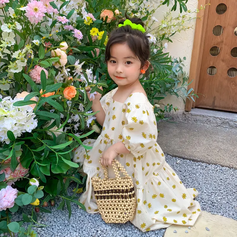 Brother and Sister Matching Outfit 2025 New Summer Boys Short Sleeves Shirts Shorts Sets Girl Chrysanthemum Floral Dress X2051