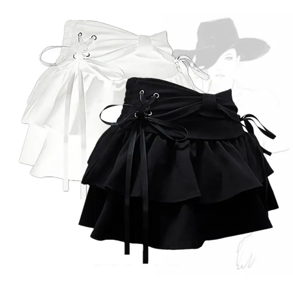 Y2k Korean-style bow tie pleated skirt, pure and spicy girl A-line high-waisted slimming short skirt, design sense summer skirt