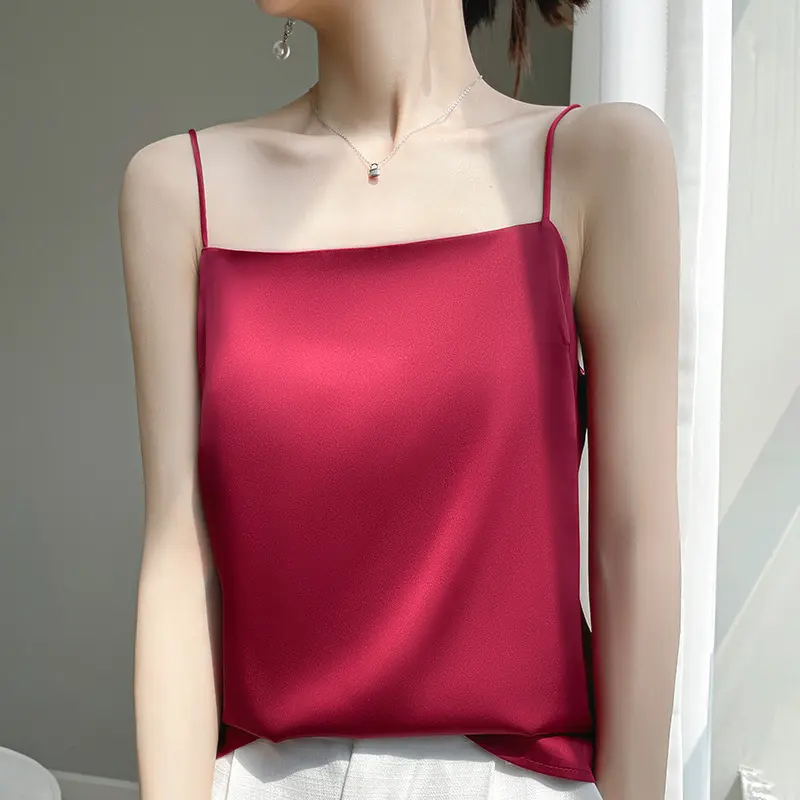 JIAYAN 2025 Summer Women Crop Tops Ice Silk Camis Women's Clothing Bottom Suspender Vest Women's Outer Wear Inside Girl Clothing