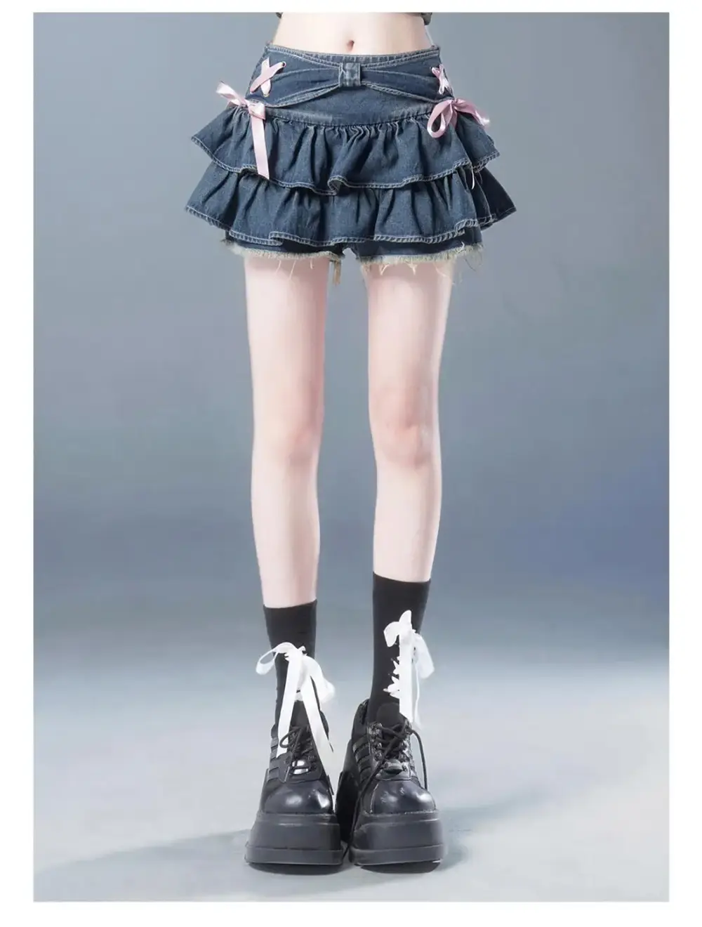 Y2k Korean-style bow tie pleated skirt, pure and spicy girl A-line high-waisted slimming short skirt, design sense summer skirt