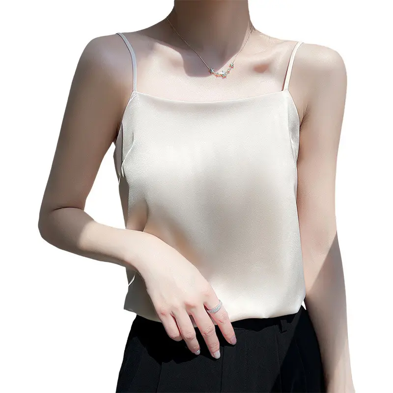 JIAYAN 2025 Summer Women Crop Tops Ice Silk Camis Women's Clothing Bottom Suspender Vest Women's Outer Wear Inside Girl Clothing