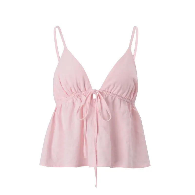 Women'S Summer New Sexy Slim Fit Camisole Top, Low Cut, Backless, Lace Up, Spicy Girl Vest