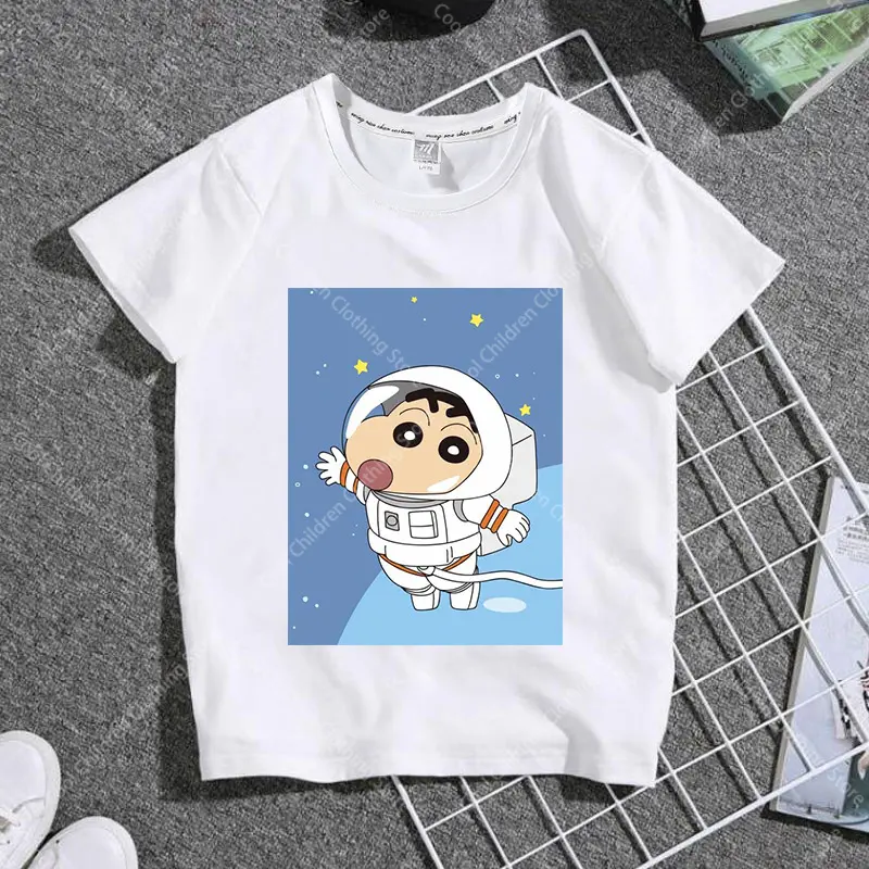 New Cute Kawaii Crayon Shin-Chan T-Shirt Short Sleeve Leisure Ins Loose Comfortable Fashion Anime Friend Gift For Boys Girls
