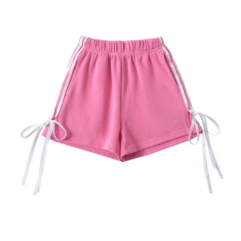 Spring New Style RY2424-24 Spicy Girl Elastic Waist Side Stripe Butterfly Knot Casual Sports Shorts for Women