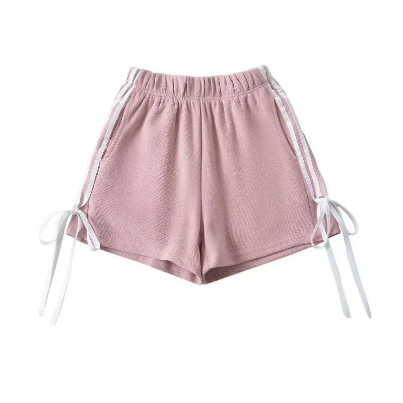 Spring New Style RY2424-24 Spicy Girl Elastic Waist Side Stripe Butterfly Knot Casual Sports Shorts for Women