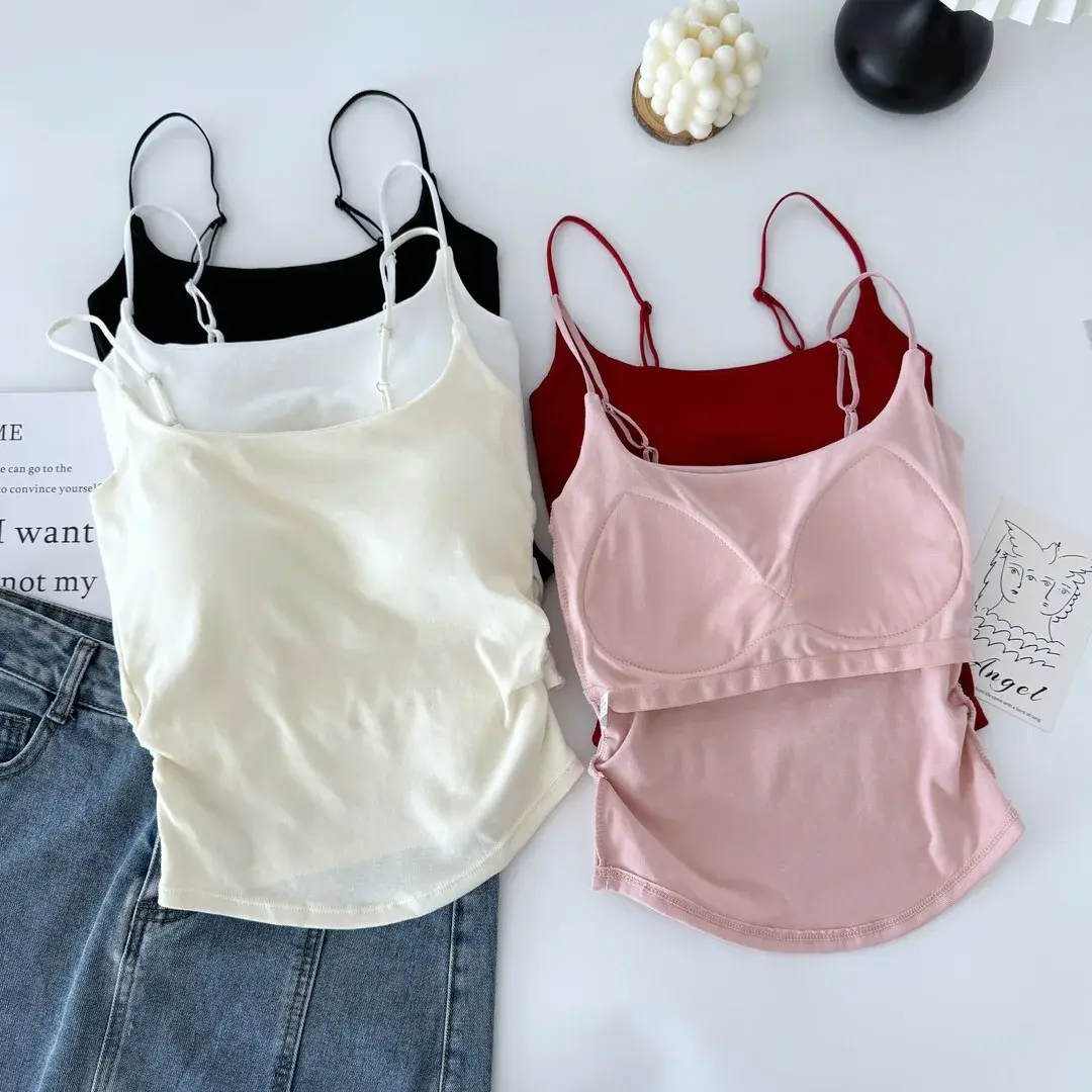 Spicy Girl Pure Desire Pleated Strap Vest Women Summer Thin Strap Inner Sweet And Spicy Style Sleeveless Mini Top Outerwear Slim