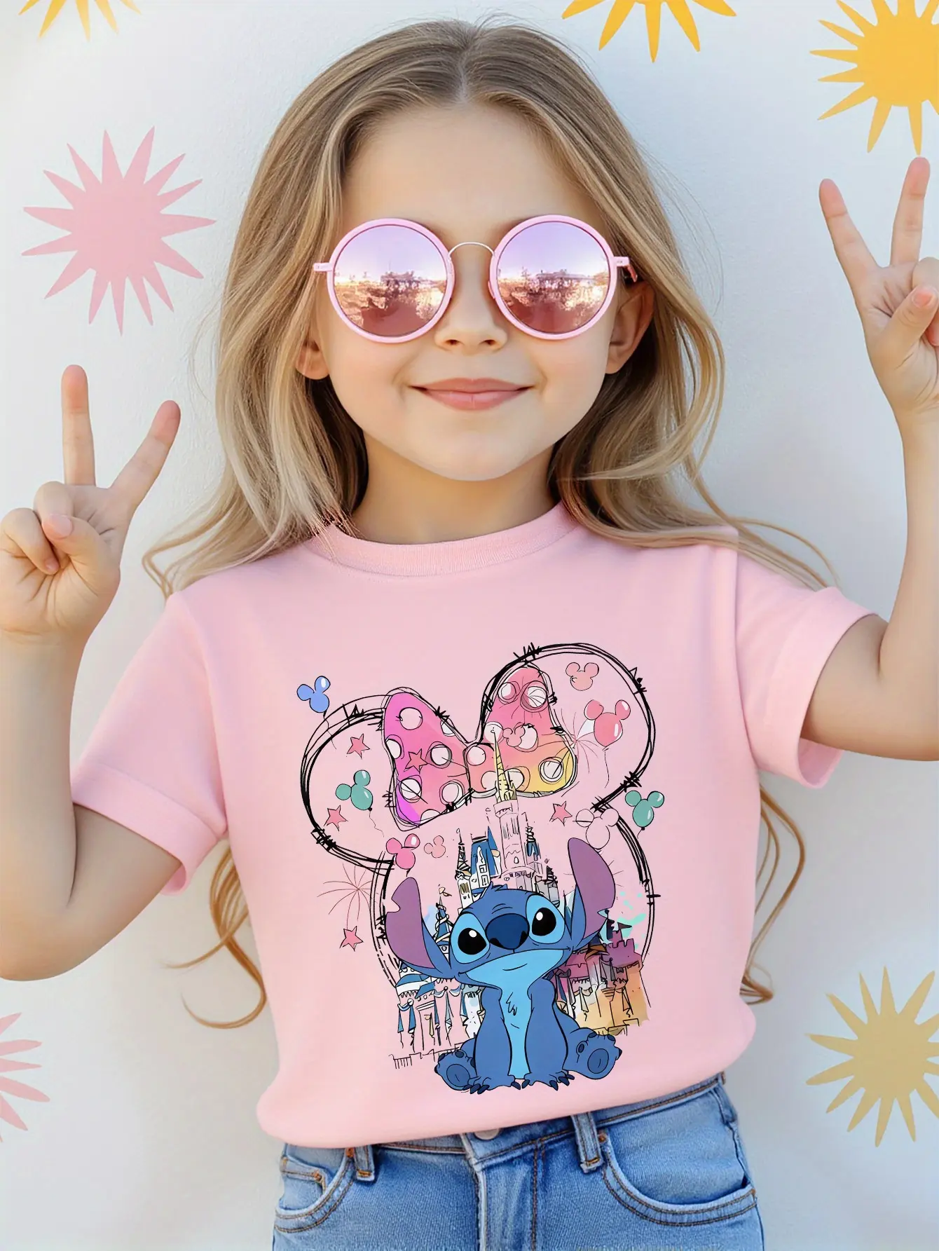 Disney Stitch Boys and Girls Kids Summer T-Shirts Family Parent-Child Clothing Casual Loose Comfort Short Sleeve Men and Women