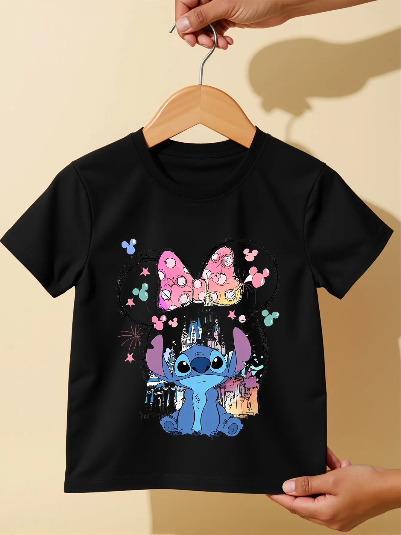 Disney Stitch Boys and Girls Kids Summer T-Shirts Family Parent-Child Clothing Casual Loose Comfort Short Sleeve Men and Women