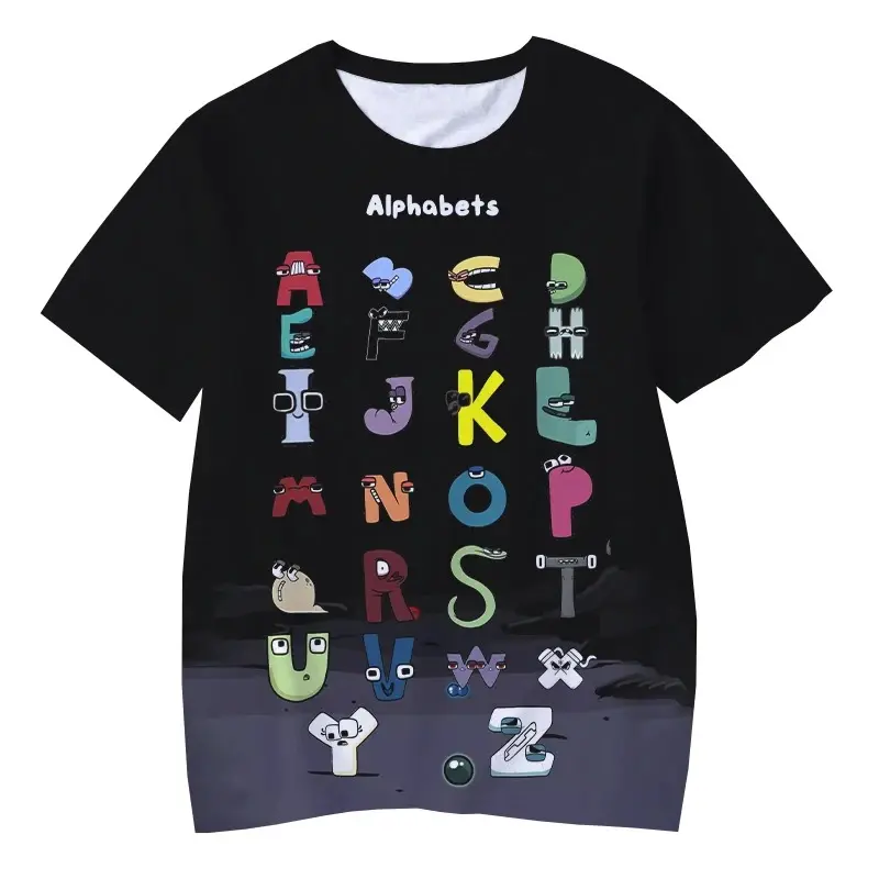 Funny TShirts Cartoon Game Alphabet Lore 3D Print Streetwear Boys Girls Casual Fashion Oversized T Shirt Kids Boy Girl Tees Tops