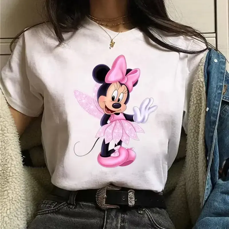 Fun Mickey Mouse Printed T-shirt Women's Cartoon Summer Street Wear Harajuku Casual Round Neck Short Sleeve Neutral T-shirt