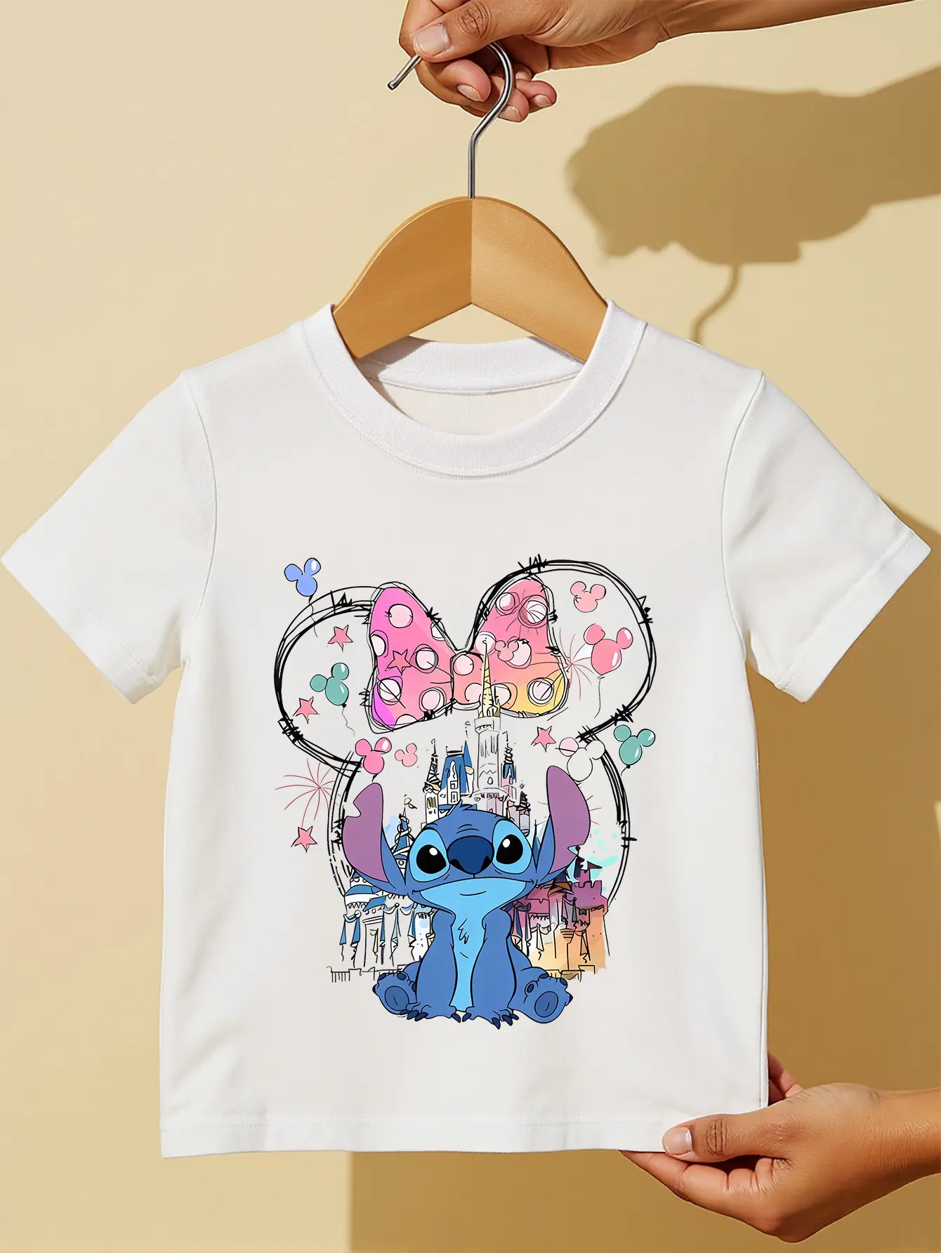 Disney Stitch Boys and Girls Kids Summer T-Shirts Family Parent-Child Clothing Casual Loose Comfort Short Sleeve Men and Women