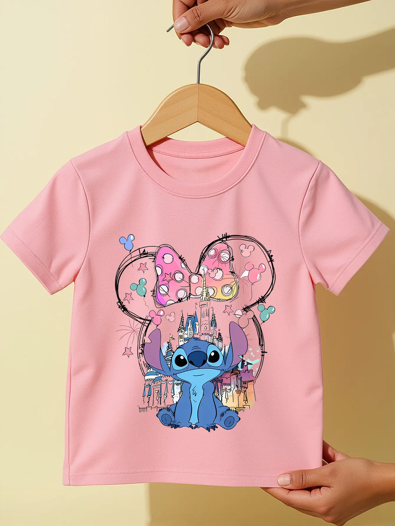 Disney Stitch Boys and Girls Kids Summer T-Shirts Family Parent-Child Clothing Casual Loose Comfort Short Sleeve Men and Women