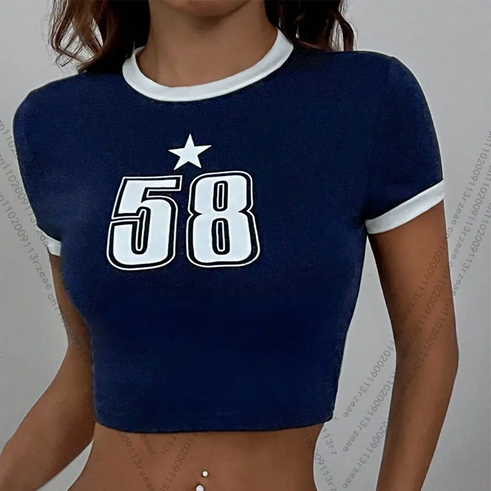 Short Crop Top Summer Casual Street Basketball Game Girl Hip Hop Outdoor Sport Baby Tee Y2K Harajuku Fashion Women Baby Tee