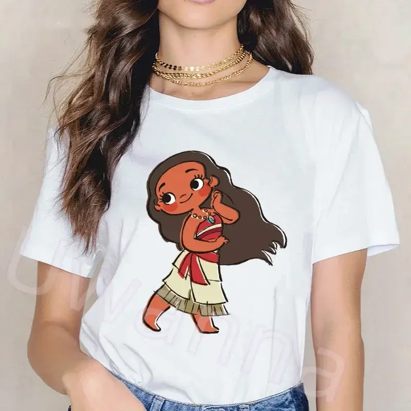 Moana t shirt Anime Fun T-Shirt Women Printing New Hot Comics Graphic Cartoon Streetwear Short Sleeve Top Black Tee Female