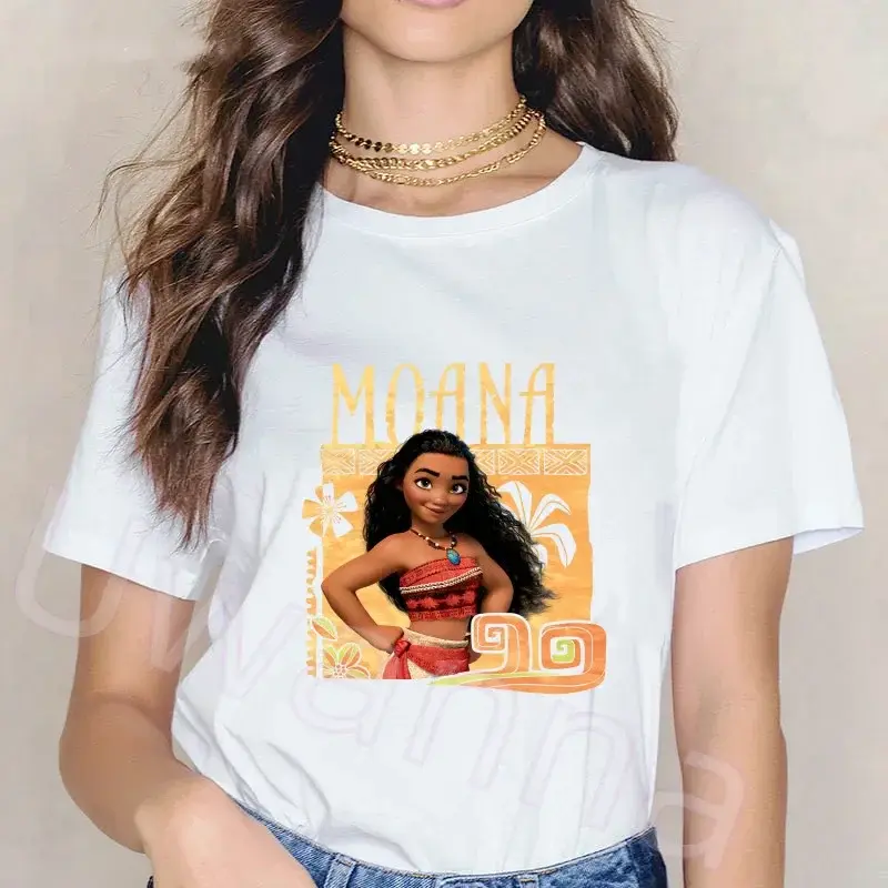Moana t shirt Anime Fun T-Shirt Women Printing New Hot Comics Graphic Cartoon Streetwear Short Sleeve Top Black Tee Female