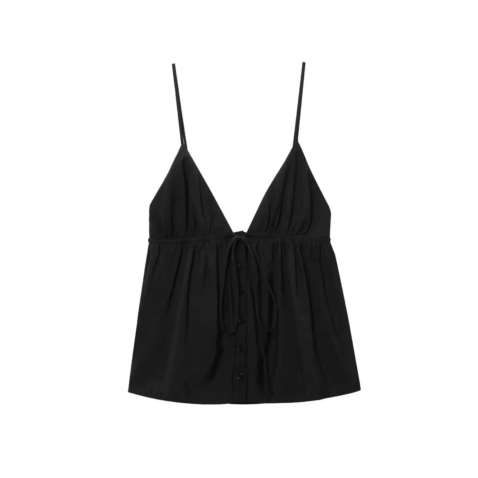 BSK&TRAF2025 Summer New Products Women's Leisure Vacation Style Bow Decorated Pleated Drape Suspender Top 3744/117