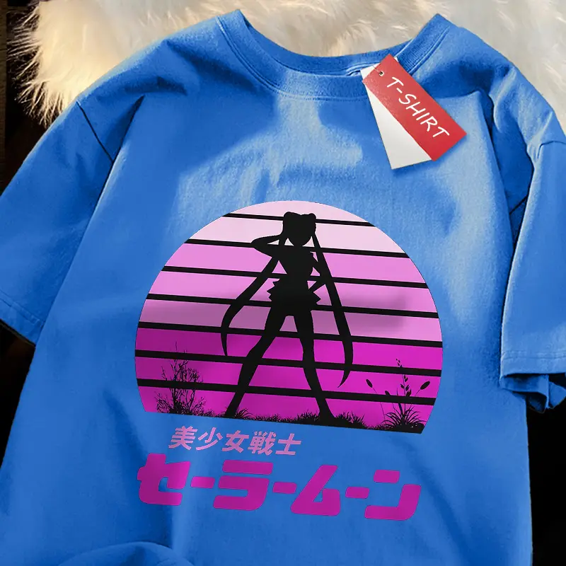 Characters In Sailor Moon Anime Print Girl T-Shirts Loose Senior T-Shirts Harajuku Casual Tees Funny Novelty Short Sleeved