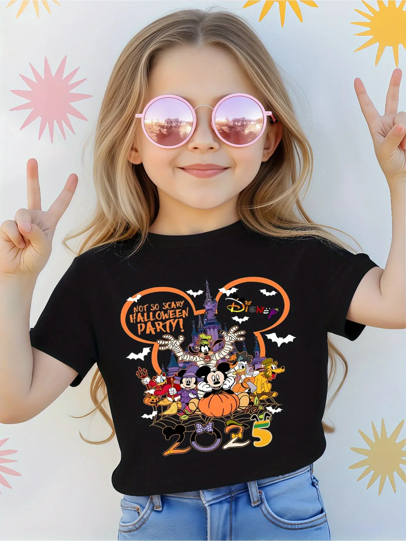 Halloween Mickey Mouse Cartoon Boy Girl Summer T-Shirt Family Parent-Child Clothing Casual Comfort Short Sleeve Men Women Disney