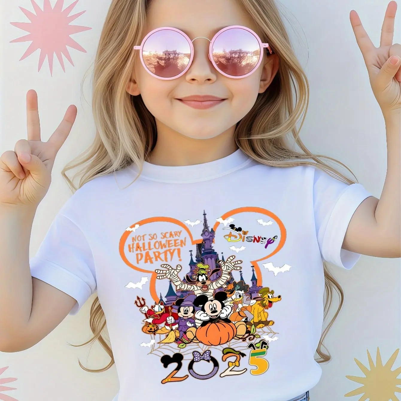 Halloween Mickey Mouse Cartoon Boy Girl Summer T-Shirt Family Parent-Child Clothing Casual Comfort Short Sleeve Men Women Disney