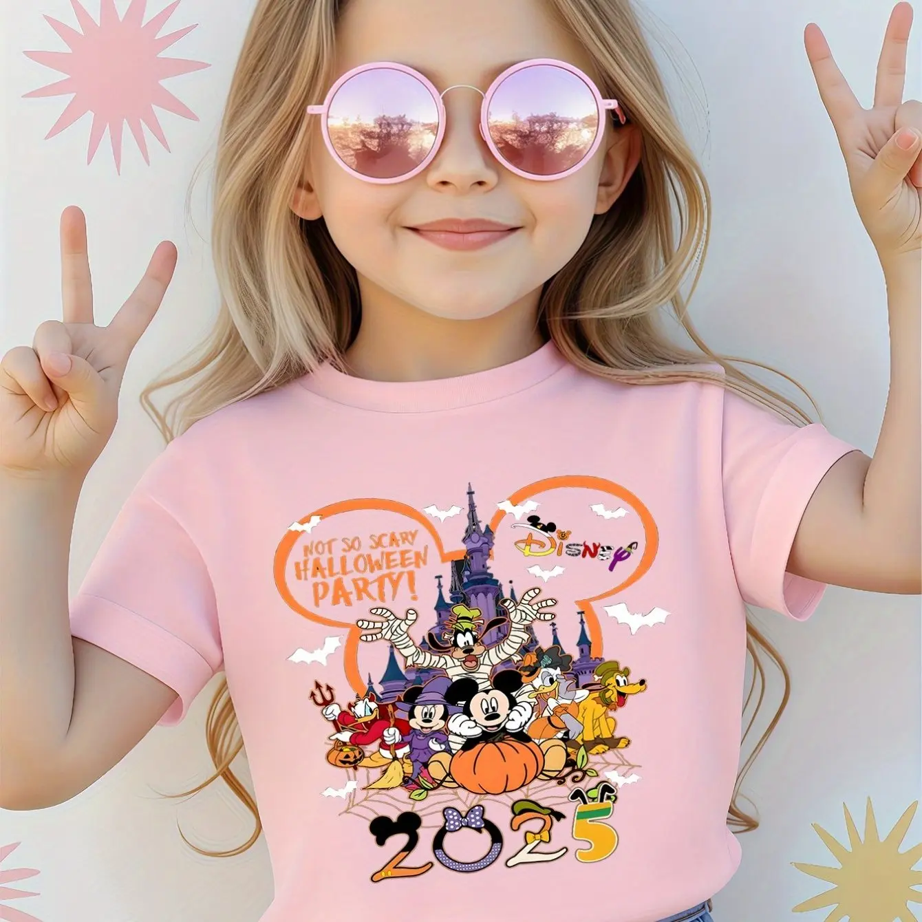 Halloween Mickey Mouse Cartoon Boy Girl Summer T-Shirt Family Parent-Child Clothing Casual Comfort Short Sleeve Men Women Disney