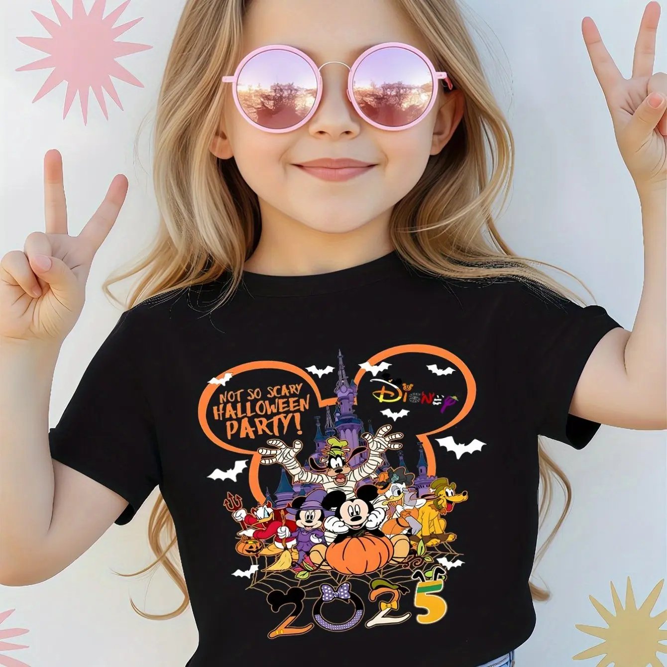 Halloween Mickey Mouse Cartoon Boy Girl Summer T-Shirt Family Parent-Child Clothing Casual Comfort Short Sleeve Men Women Disney