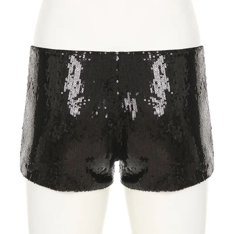 BIIKPIIK Party Mini Sequined Shorts Fashion Club Low Waist Skinny Shorts Sexy Hot Girl Y2K Bling Pants Midnight Birthday Bottoms
