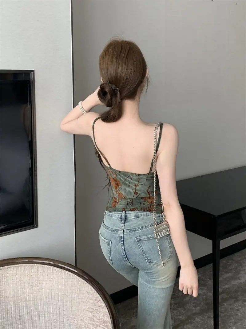 Gagarich New Chinese Tie Dye Collar Tank 2025 Summer Women Temperament Thai Style Stunning Sweet Spicy Girl Strapless Jazz Tops