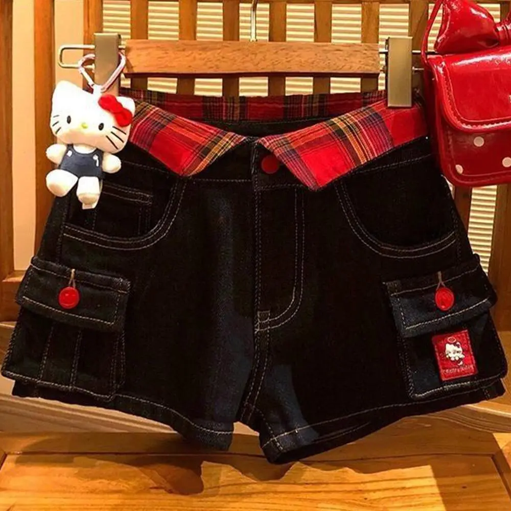 Y2K Hello Kitty Women Shorts Summer Hot Girls Embroidery Jeans Shorts Female Cartoon Sanrio 2025 New Sexy High Waist Hot Pants
