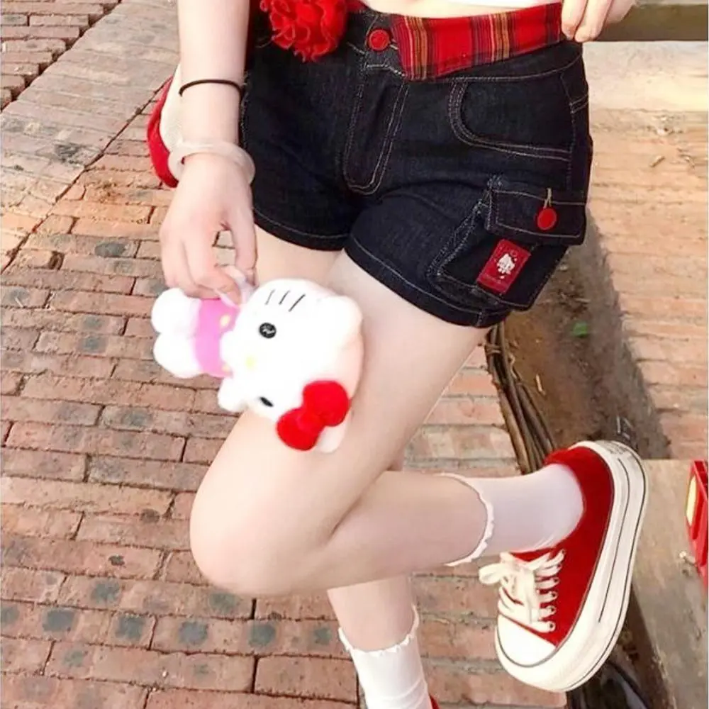 Y2K Hello Kitty Women Shorts Summer Hot Girls Embroidery Jeans Shorts Female Cartoon Sanrio 2025 New Sexy High Waist Hot Pants