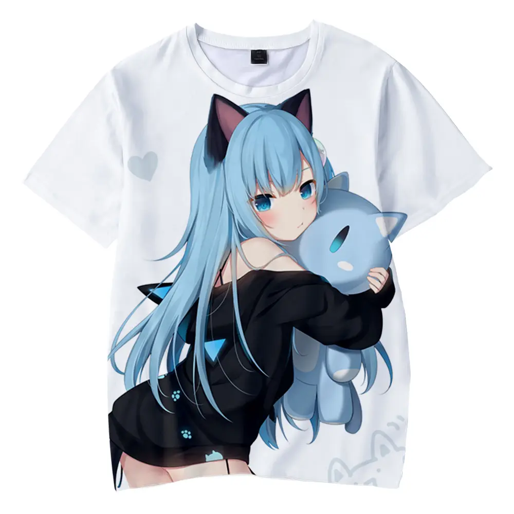 Nekoha Shizuku Fashion 3D Printed T-shirt for Adults/Children Summer Breathable and Comfortable to Wear