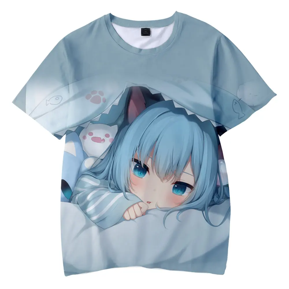 Nekoha Shizuku Fashion 3D Printed T-shirt for Adults/Children Summer Breathable and Comfortable to Wear