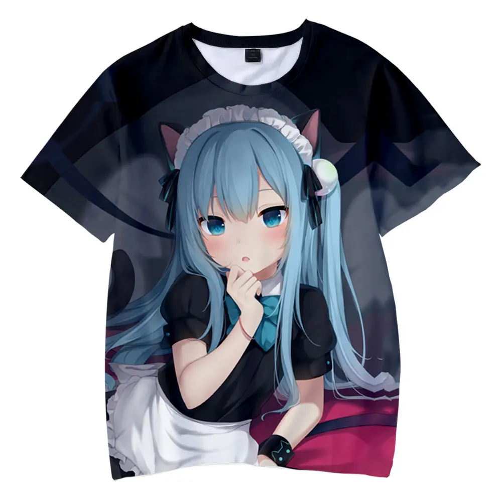 Nekoha Shizuku Fashion 3D Printed T-shirt for Adults/Children Summer Breathable and Comfortable to Wear