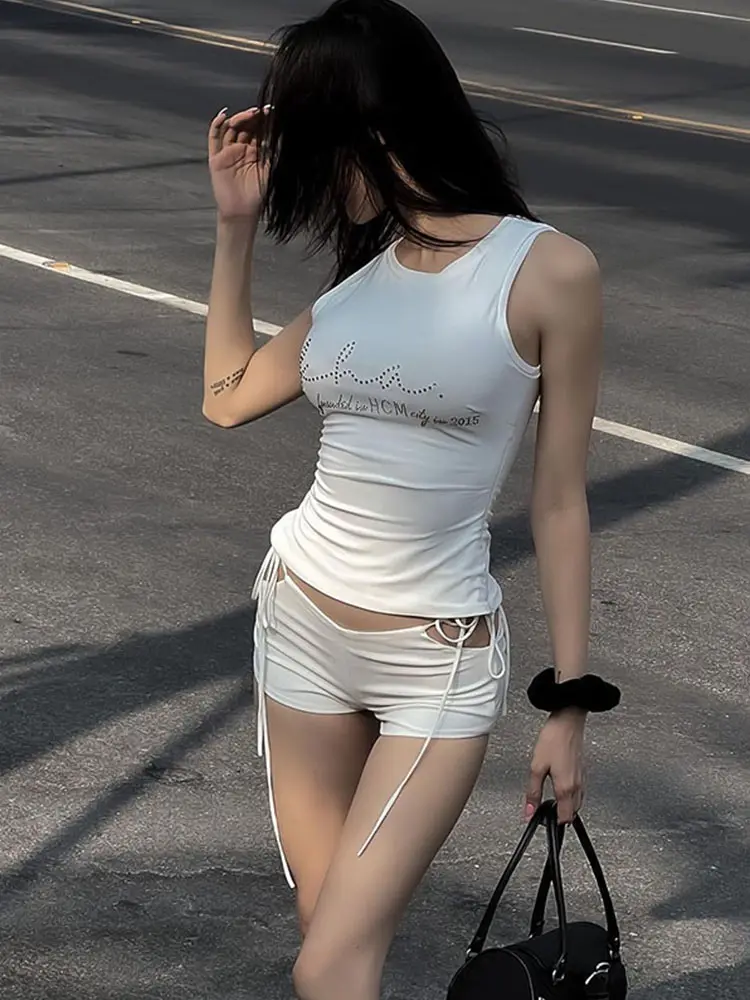 Sexy Hot Girl Mini Shorts Low Rise Lace-up Fashion Korean Casual Slim Women'S Panties Bottoms Y2K Short Pants Summer