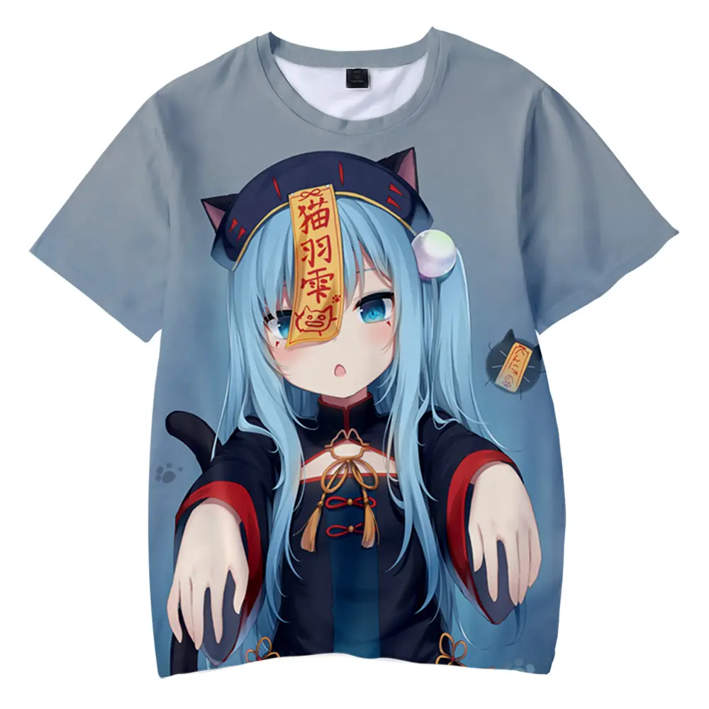 Nekoha Shizuku Fashion 3D Printed T-shirt for Adults/Children Summer Breathable and Comfortable to Wear